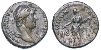Adriano, 117-138. Asse, Anni 134-138. Roma.
