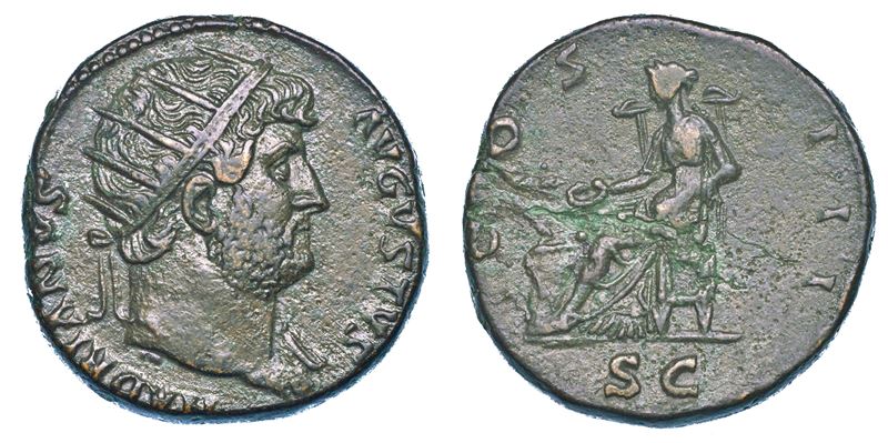 ADRIANO, 117-138. Dupondio, anni 124-128. Roma.  - Auction Numismatics - I - Cambi Casa d'Aste