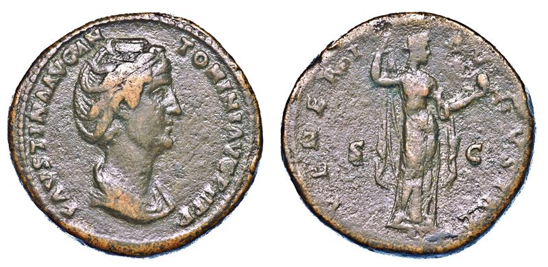 FAUSTINA I (moglie di Antonino Pio), + 140/141. Sesterzio, anni 138-140/1. Roma  - Auction Numismatics - I - Cambi Casa d'Aste