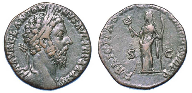 MARCO AURELIO, 161-180. Sesterzio, anno 179. Roma.  - Auction Numismatics - I - Cambi Casa d'Aste