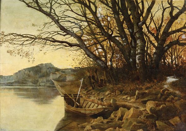 Pittore del XIX-XX secolo Paesaggio lagunare