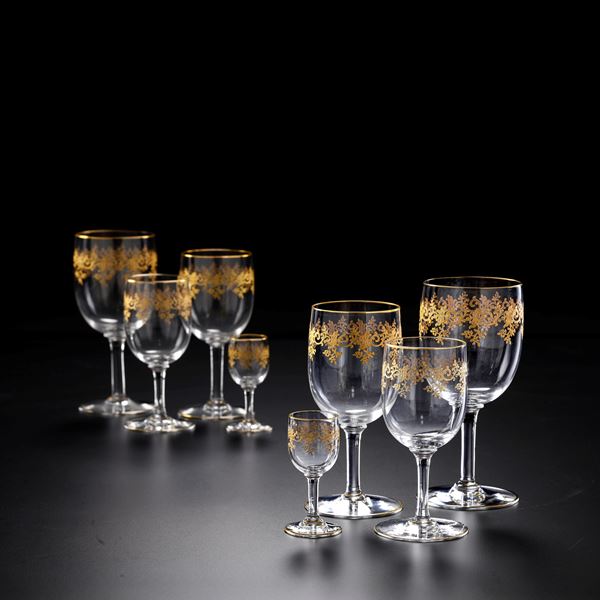 Servizio di calici “Récamier” Francia, Manifattura Baccarat, primo terzo del XX secolo 