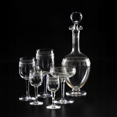 Servizio di Calici “pompadour” Francia, Manifattura Baccarat, Fine XIX o Inizio XX Secolo