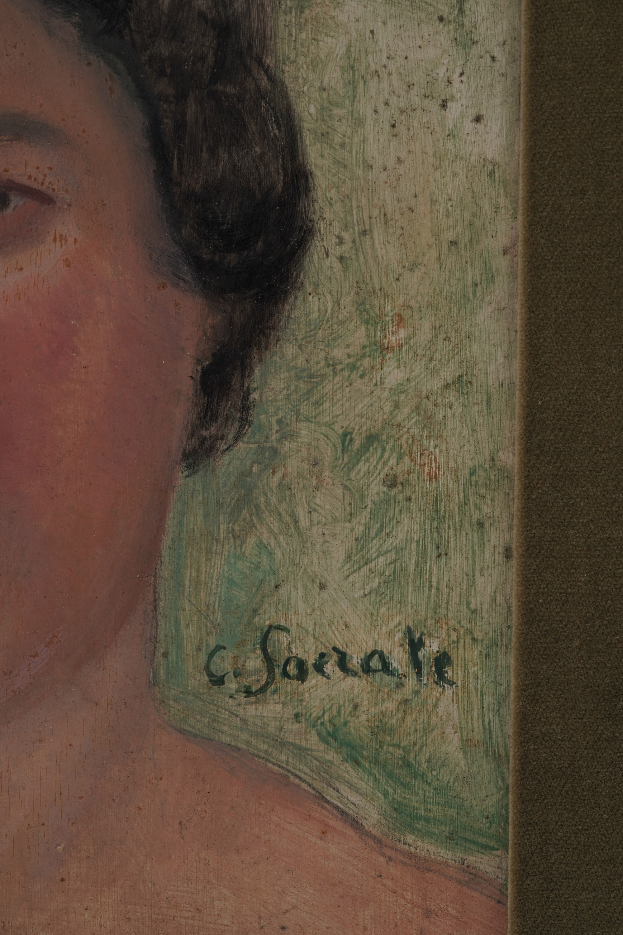 Carlo Socrate - Volto di donna, olio su tavoletta