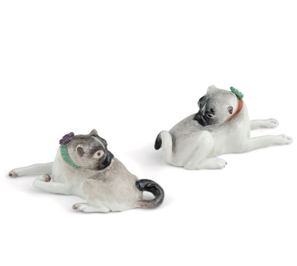 Coppia di carlini in miniatura Meissen, 1750 circa 