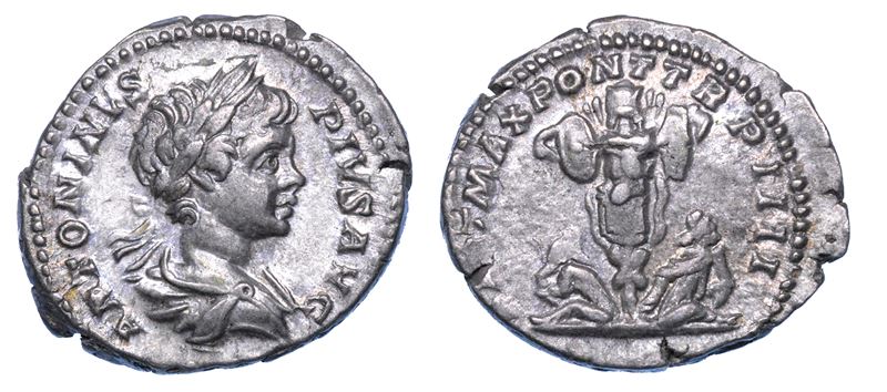 CARACALLA, 198-217. Denario, anno 201. Roma.  - Auction Numismatics - I - Cambi Casa d'Aste
