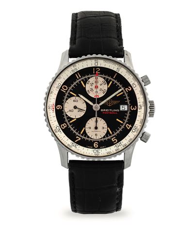 Chronomat 'Football', ref. A13019, orologio automatico in acciaio con quadrante nero e contatori ...