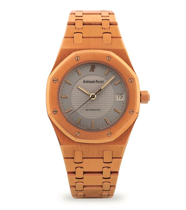 Royal Oak Nick Faldo ref 15097OR in oro rosa 18k con bracciale integrato, quadrante grigio tapisserie,  [..]