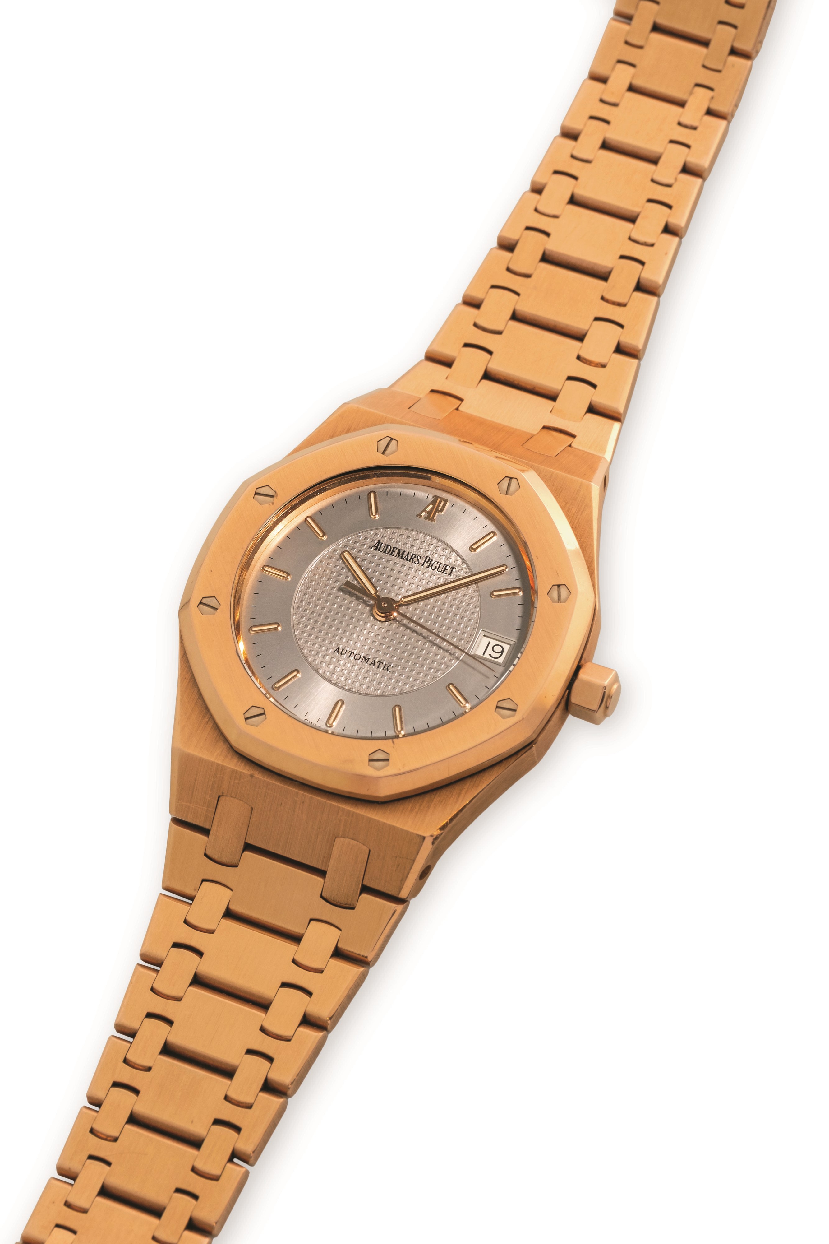 Audemars Piguet - Royal Oak Nick Faldo ref 15097OR, oro rosa 18k, quadrante grigio tapisserie, ci...
