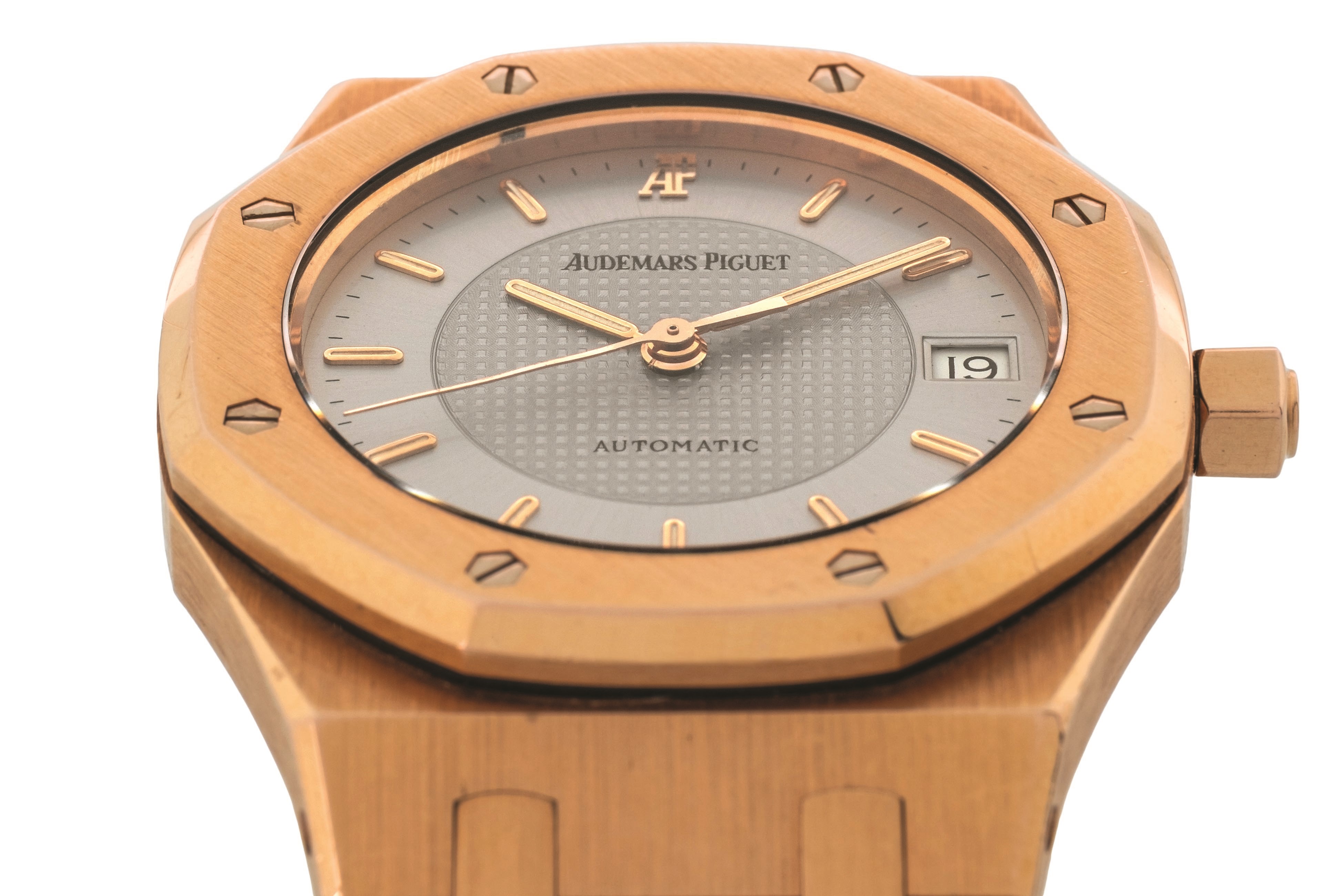 Audemars Piguet - Royal Oak Nick Faldo ref 15097OR, oro rosa 18k, quadrante grigio tapisserie, ci...