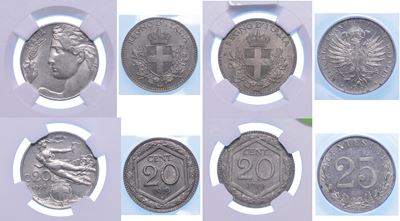 Regno D’italia. Vittorio Emanuele III di Savoia, 1900-1946. Lotto di Quattro Monete.