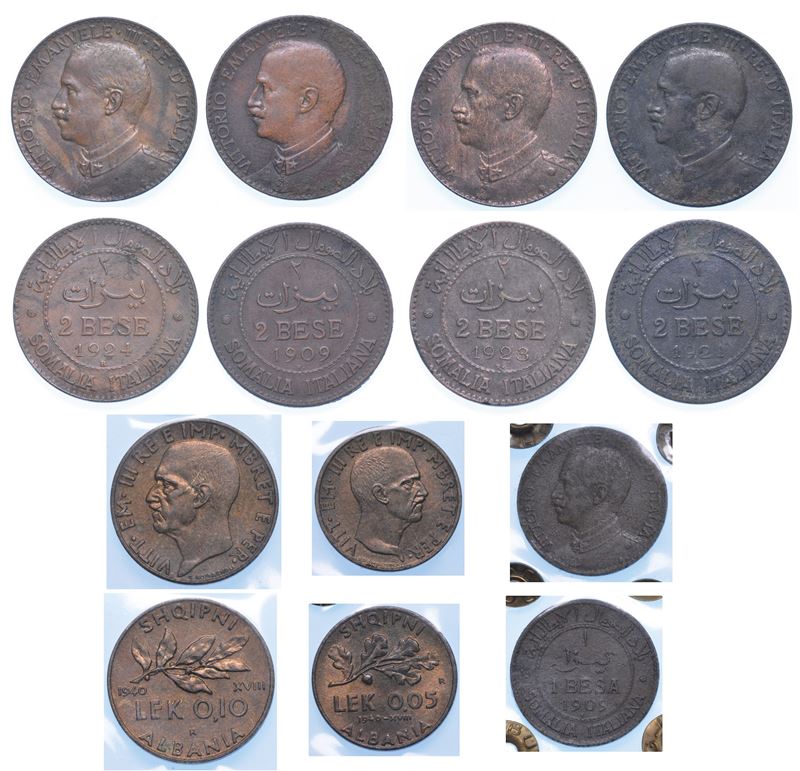 COLONIE ITALIANE. VITTORIO EMANUELE III DI SAVOIA, 1900-1946. Lotto di sette monete.  - Asta Numismatica - I - Cambi Casa d'Aste