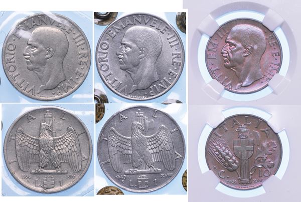 REGNO D’ITALIA. VITTORIO EMANUELE III DI SAVOIA, 1900-1946. Lotto di tre monete.