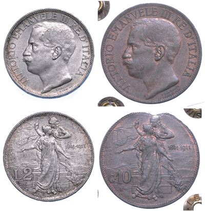 Regno D’italia. Vittorio Emanuele III di Savoia, 1900-1946. Lotto di Due Monete.