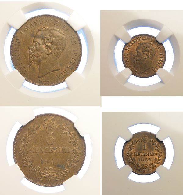 REGNO D’ITALIA. VITTORIO EMANUELE II DI SAVOIA, 1861-1878. Lotto di due monete.
