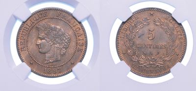 Francia. Troisieme Republique, 1870-1940. 5 Centimes 1897.