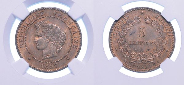 FRANCIA. TROISIEME REPUBLIQUE, 1870-1940. 5 Centimes 1897.
