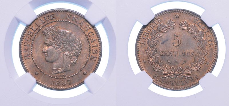 FRANCIA. TROISIEME REPUBLIQUE, 1870-1940. 5 Centimes 1897.  - Asta Numismatica - I - Cambi Casa d'Aste