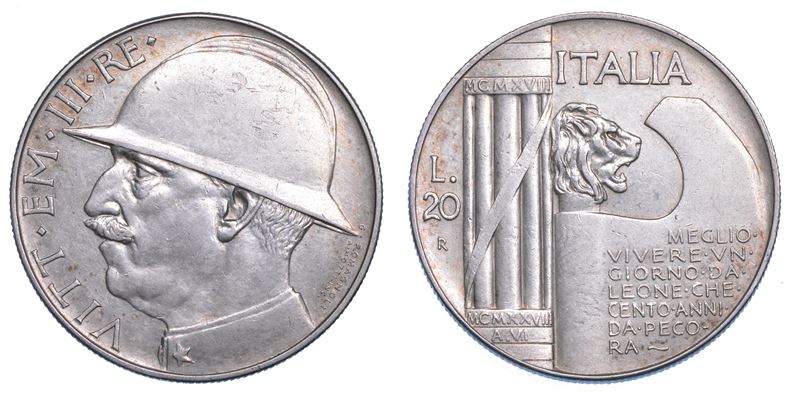 REGNO D’ITALIA. VITTORIO EMANUELE III DI SAVOIA, 1900-1946. 20 Lire 1928/A. VI. Elmetto.  - Asta Numismatica - I - Cambi Casa d'Aste