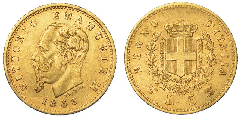 REGNO D'ITALIA. VITTORIO EMANUELE II DI SAVOIA, 1861-1878. 5 Lire 1863. Torino.  - Asta Numismatica - I - Cambi Casa d'Aste