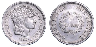 Napoli. Gioacchino Napoleone (murat), 1808-1815. 2 Lire 1813.