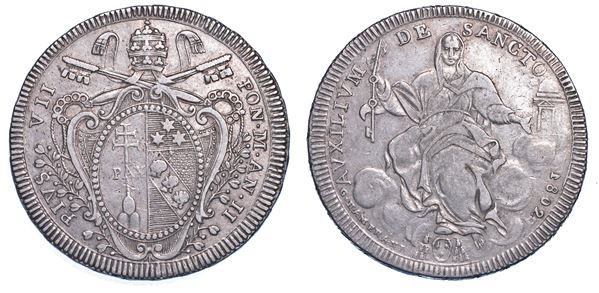 STATO PONTIFICIO. PIO VII, 1800-1823. Scudo 1802/A. II.