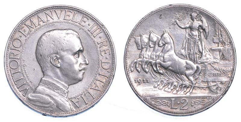 REGNO D’ITALIA. VITTORIO EMANUELE III DI SAVOIA, 1900-1946. 2 Lire 1911. Quadriga veloce.  - Auction Numismatics - I - Cambi Casa d'Aste