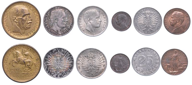 REGNO D’ITALIA. VITTORIO EMANUELE III DI SAVOIA, 1900-1946. Lotto di sei monete.  - Auction Numismatics - I - Cambi Casa d'Aste