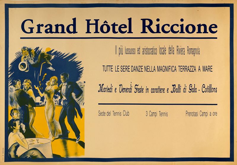 Artista non identificato : Grand Hôtel Riccione  - Asta Manifesti d'Epoca e Collectible - Cambi Casa d'Aste