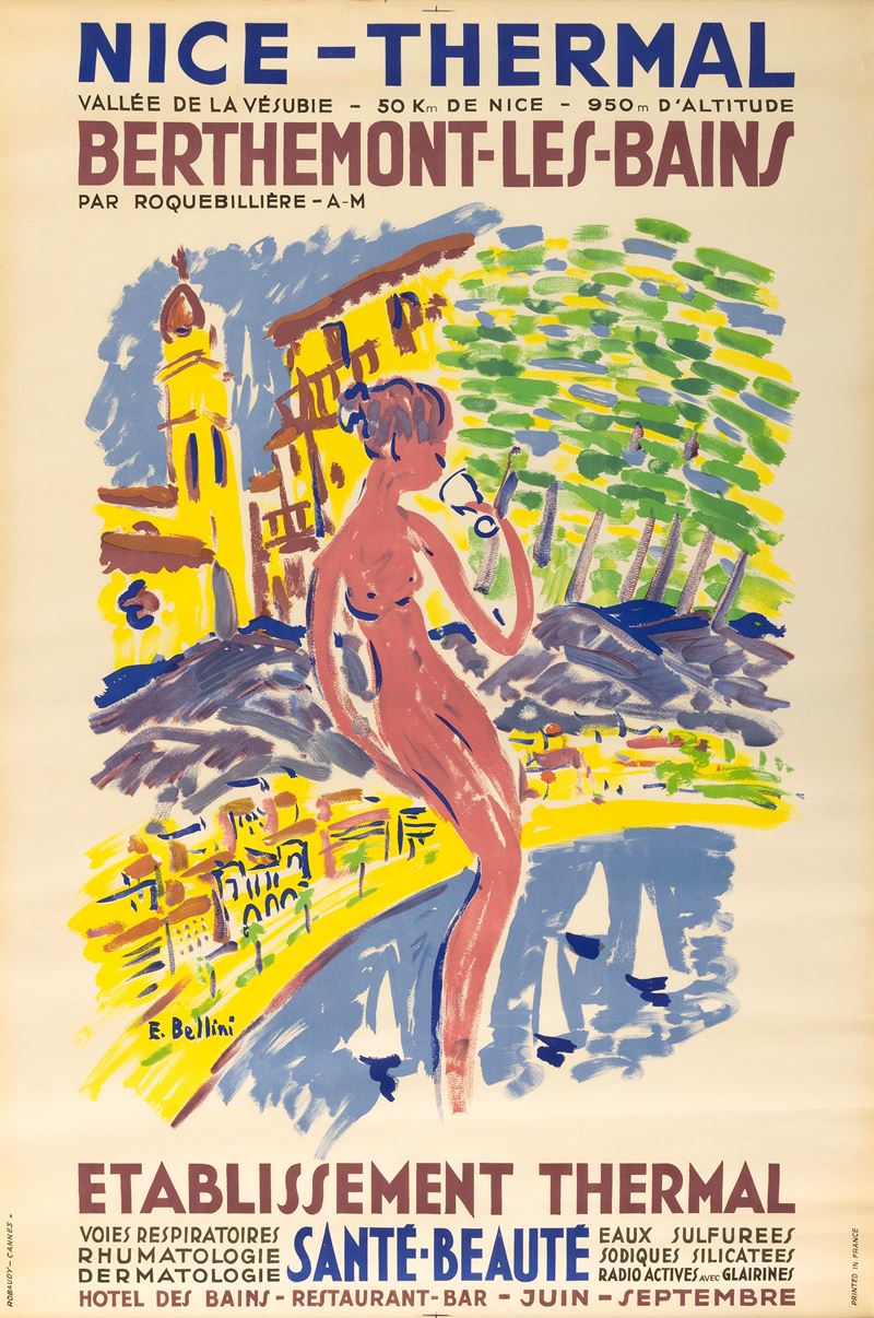 E.Bellini : Nice - Thermal  - Auction Vintage Posters and Collectible - Cambi Casa d'Aste