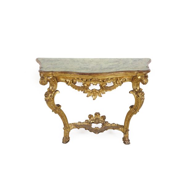 Console in legno intagliato e dorato. XVIII secolo