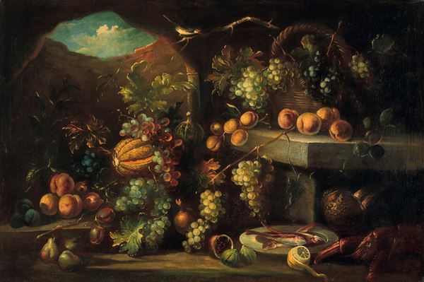 Scuola della fine del XVIII secolo Natura morta con composizione di frutti