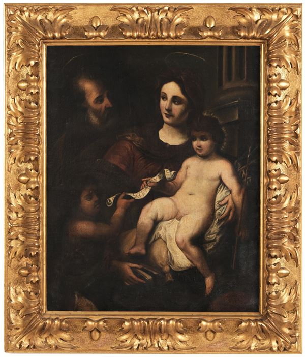 Scuola del XVII secolo Sacra Famiglia con San Giovannino