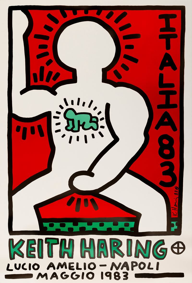 Keith Haring : Italia 1983 Lucio Amelio - Napoli  - Auction Vintage Posters and Collectible - Cambi Casa d'Aste