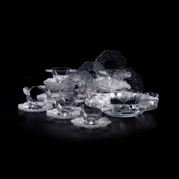 Servizio da gelato “Honfleur”.<BR>Francia, Manifattura Lalique, seconda metà del XX secolo.<BR>