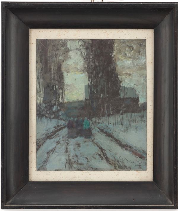 Giuseppe Sacheri - Strada di campagna con figure