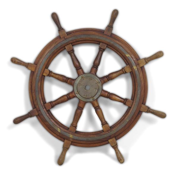 Timone a otto caviglie in legno e metallo