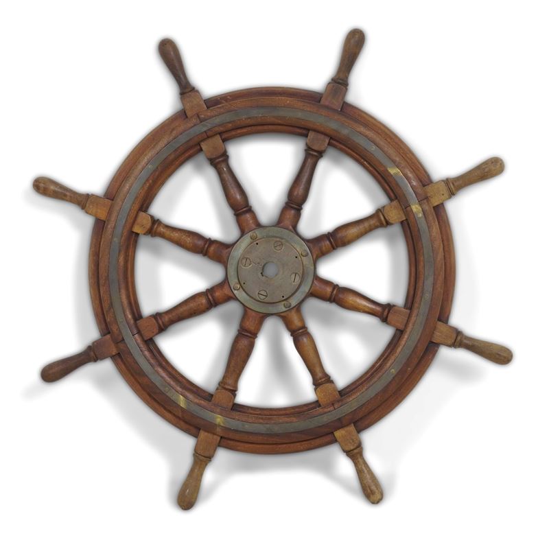 Timone a otto caviglie in legno e metallo  - Asta Antiquariato - Cambi Casa d'Aste