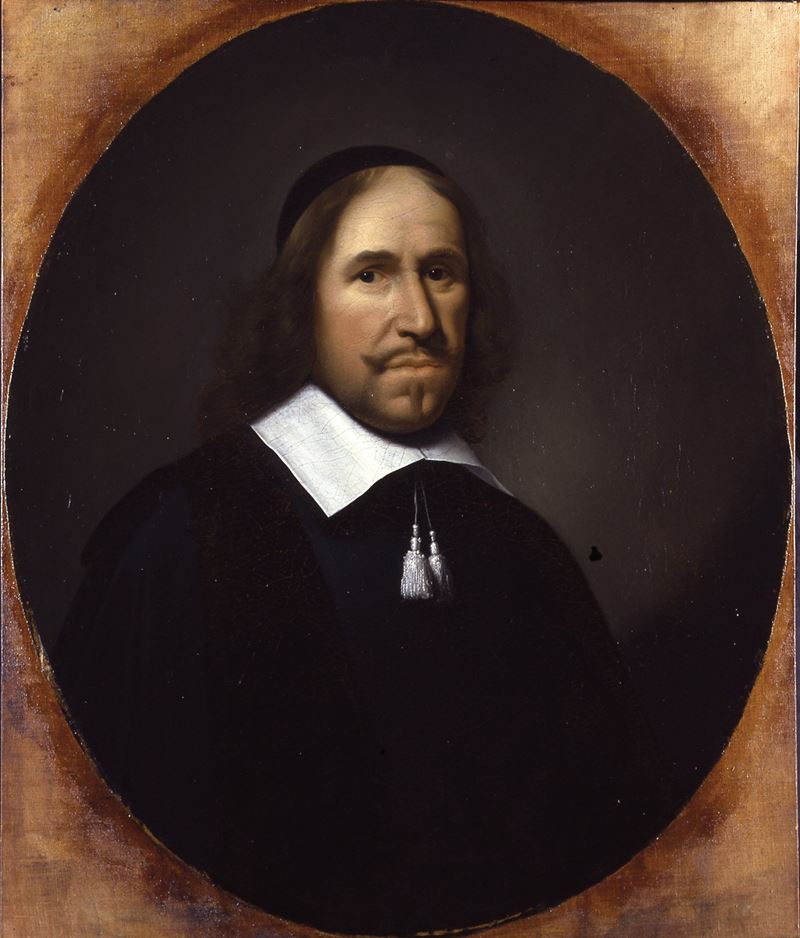 Ludolf de Jongh : Ritratto di uomo con papalina nera  - olio su tela - Asta Dipinti Antichi - Cambi Casa d'Aste