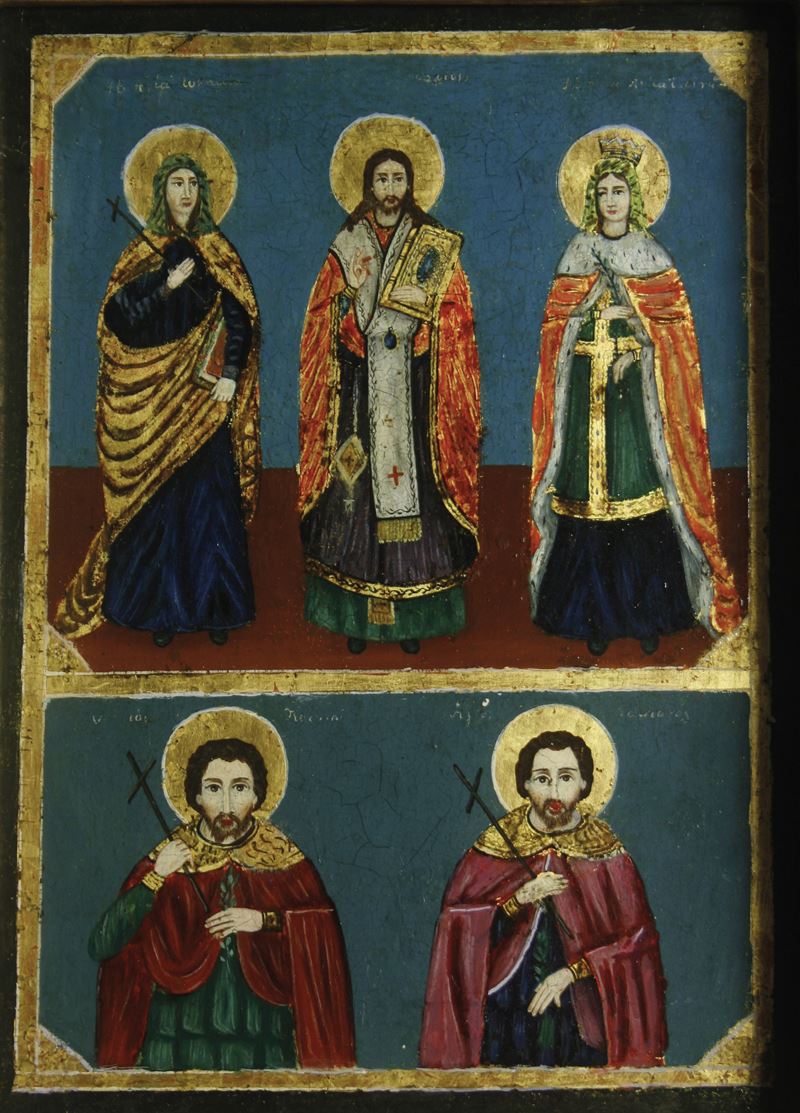 Scuola del XIX secolo Cristo e santi  - olio su tavola - Auction Old Paintings - Cambi Casa d'Aste