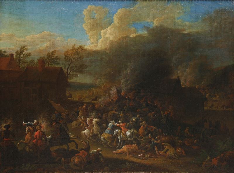 Jan Peter van Bredael : Scontro di cavalleria  - olio su tela - Asta Dipinti Antichi - Cambi Casa d'Aste