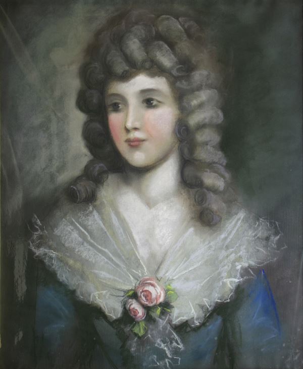 Scuola del XIX secolo Ritratto di fanciulla con spilla fiorita