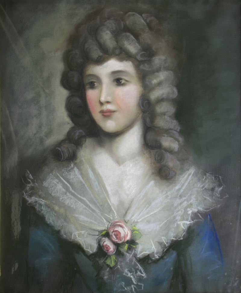 Scuola del XIX secolo Ritratto di fanciulla con spilla fiorita  - pastello su cartone - Auction Old Paintings - Cambi Casa d'Aste