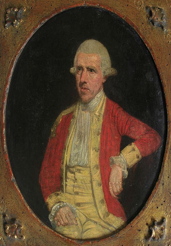 Scuola del XVIII secolo Ritratto maschile in divisa rossa