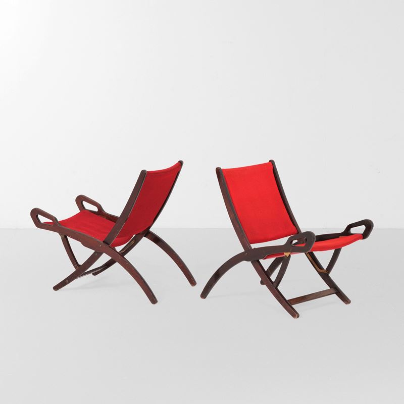 Gio Ponti : Due poltrone pieghevoli mod. Ninfea  - Asta Design - Cambi Casa d'Aste