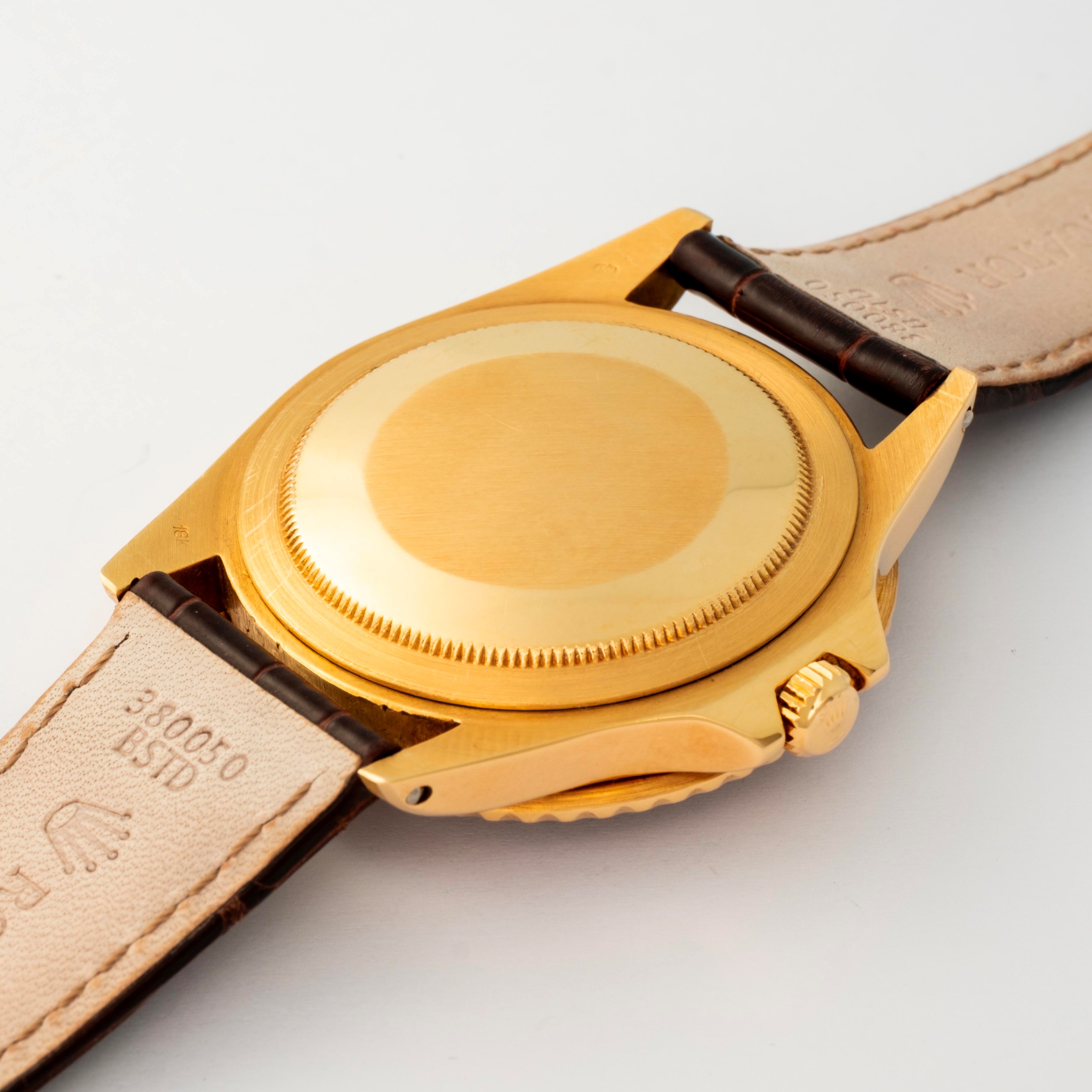Rolex - GMT Master ref. 1675 in oro giallo 18k, quadrante marrone soleil 'Nipple', circa 1977