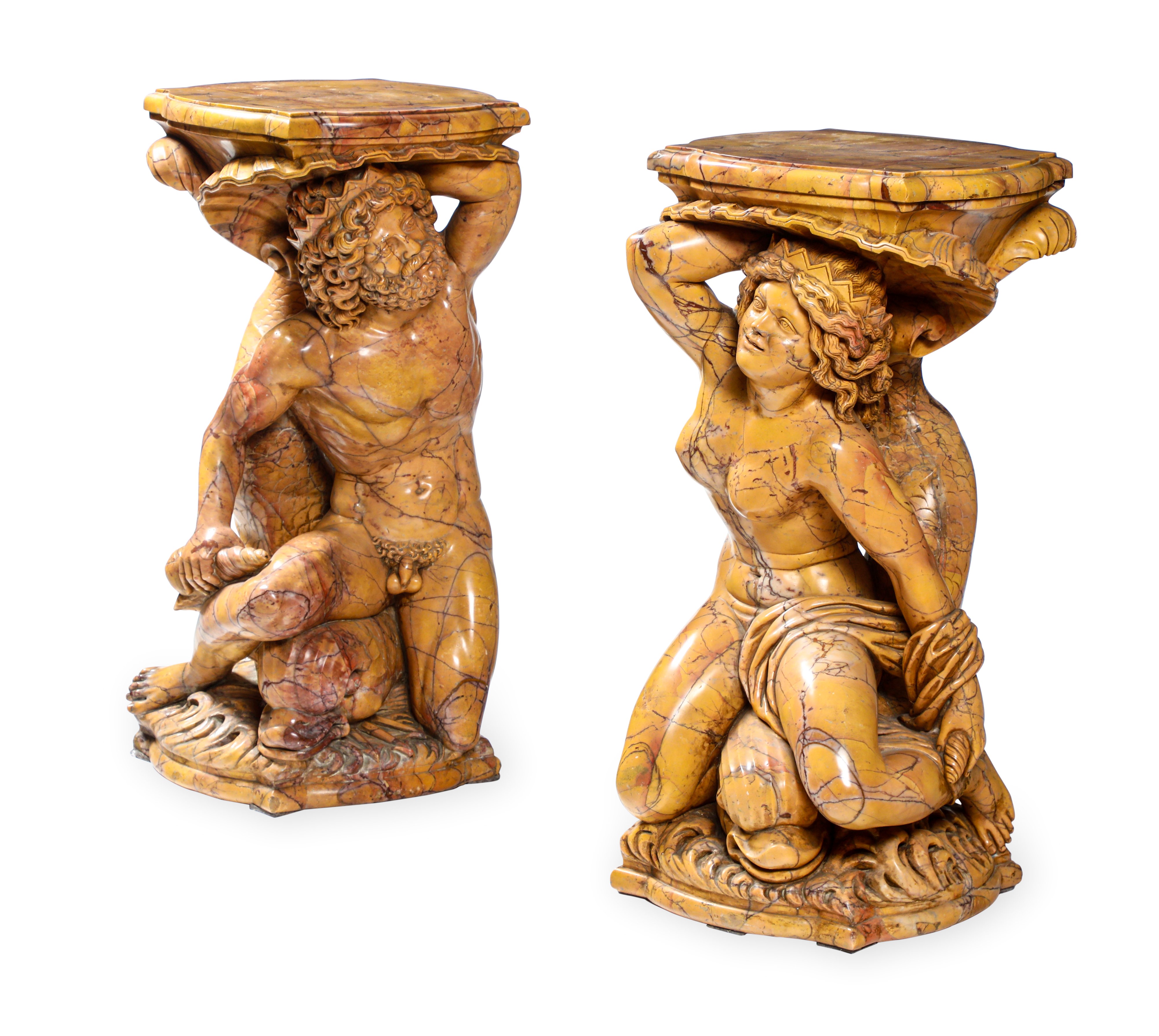 Poseidone e Anfitrite in Stile Barocco. Scultore del XX Secolo