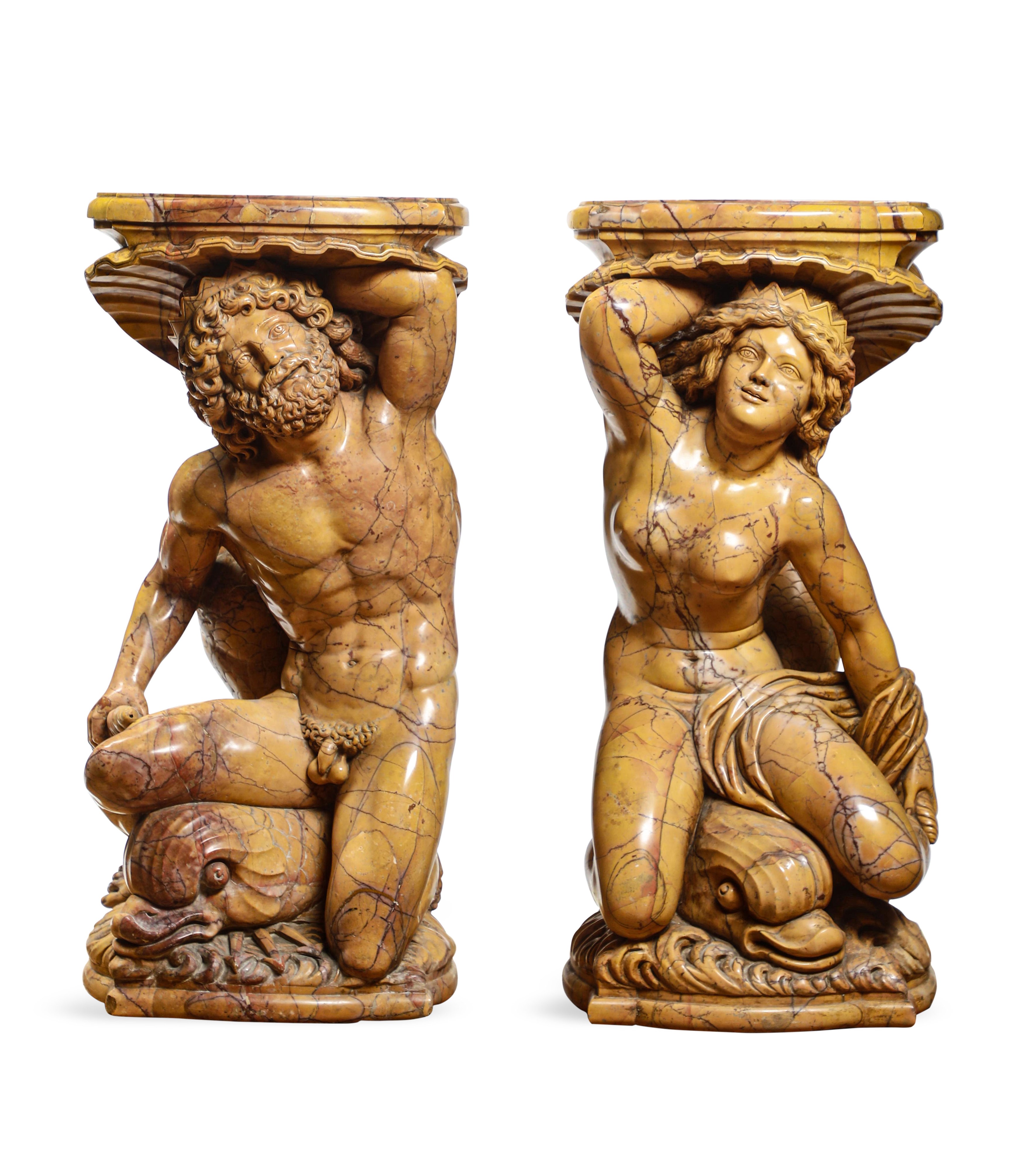 Poseidone e Anfitrite in Stile Barocco. Scultore del XX Secolo