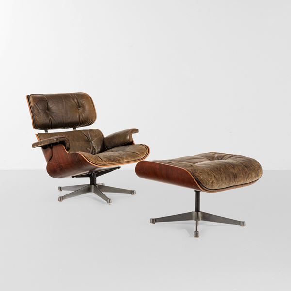 Lounge chair con ottomana mod. 670 e 671