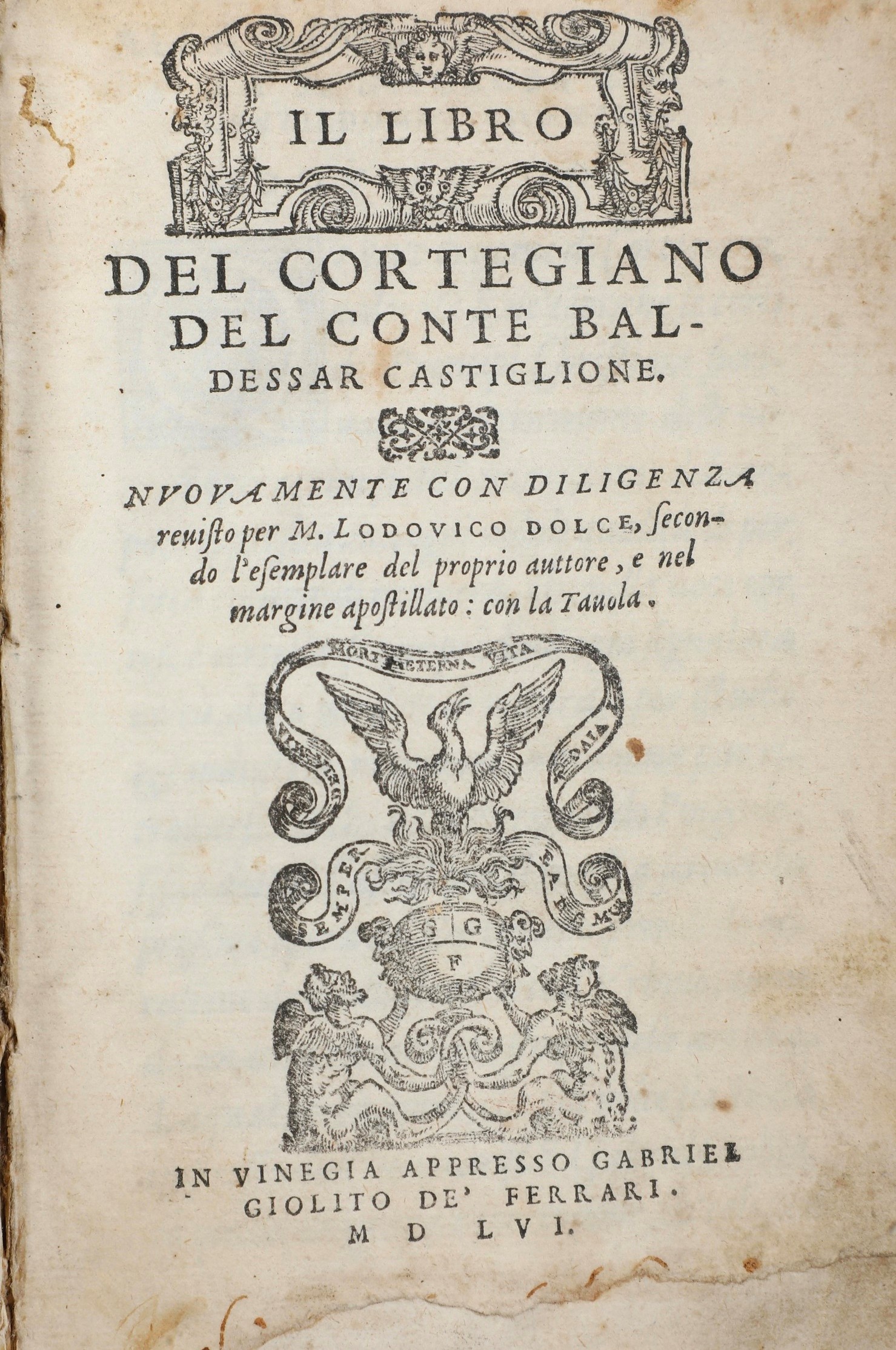 Castiglione Baldassarre (1478-1529) il Libro del Cortigiano... Nuovamente con Diligenza Rivisto c...